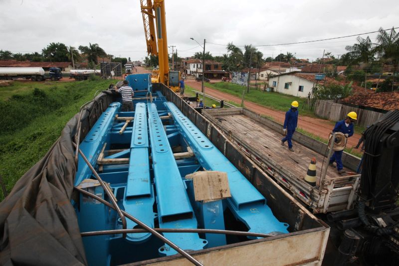 notícia: Equipamento A-frame já está no canteiro de obras da ponte Moju Cidade