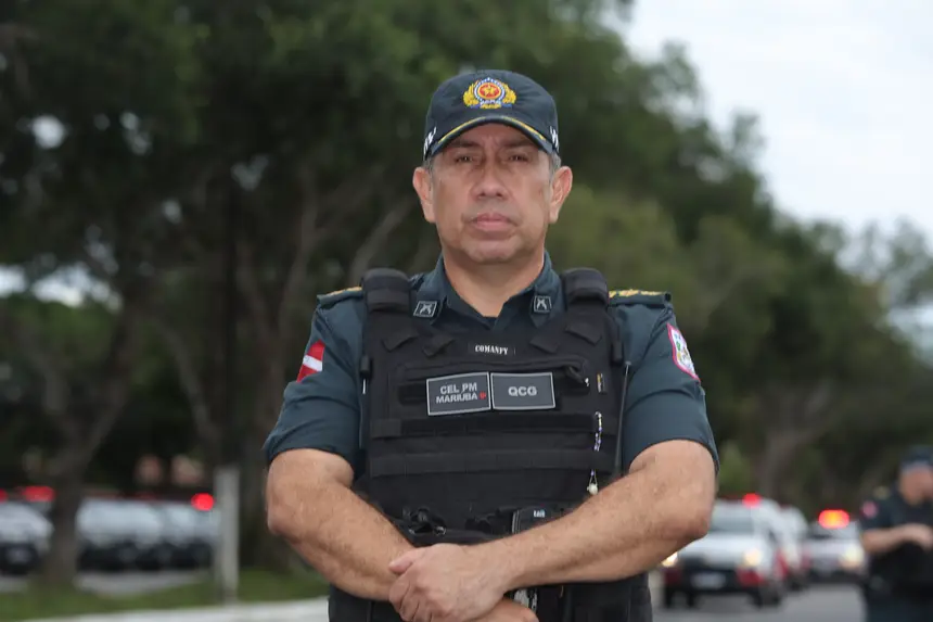 Coronel Giorgio Mariúba, chefe do Departamento Geral de Operações (DGO) da PMPA <div class='credito_fotos'>Foto: Bruno Cruz / Ag. Pará &nbsp;&nbsp;|&nbsp;&nbsp; <a href='/midias/2026/originais/20260430132110-GF00026985-F00517024.jpg' download><i class='fa-solid fa-download'></i> Download</a></div>