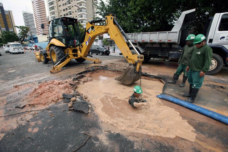 notícia: Cosanpa conclui reparo em vazamento na Travessa 3 de Maio