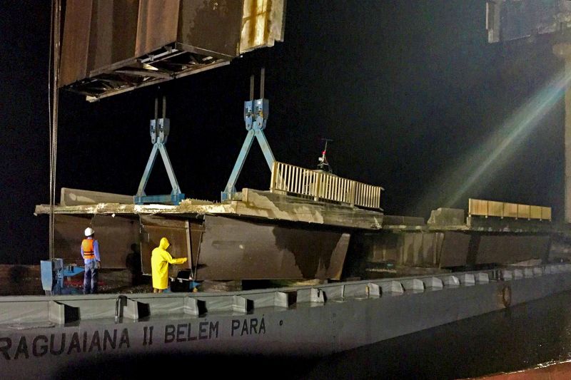 notícia: Retirada da segunda língua da ponte Moju Cidade chega a 70% 