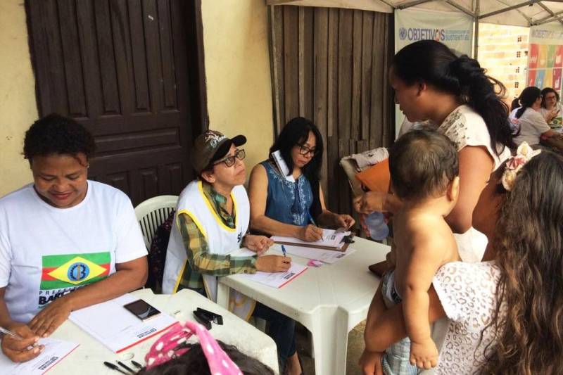 A Fundação Pro Paz realiza caravana de saúde (foto) até domingo (05), no bairro Bom Futuro, em Barcarena. A ação, uma parceria entre a Secretaria de Saúde Pública do Pará (Sespa) e a Secretaria Municipal, teve início hoje (02), com a oferta de diversos serviços médicos e de assistência, reforçando o atendimento que vem sendo feito no município há cerca de uma semana, pelas equipes da Sespa e Defesa Civil, em conjunto com o município. Na segunda-feira (05), a caravana seguirá para a comunidade Burajuba. A expectativa é que 200 pessoas sejam atendidas. Estão disponíveis aos moradores da comunidade três clínicos gerais, dois enfermeiros, um dermatologista, assim como vacinação e testes de glicemia com o resultado imediato. Além disso, agentes comunitários de saúde estão visitando as casas do Bom Futuro para acompanhamento da situação da comunidade.
FOTO: ASCOM / PRO PAZ
DATA: 02.03.2018
BARCARENA - PARÁ <div class='credito_fotos'>Foto: ASCOM PRO PAZ | <a href='/midias/2018/originais/04569c5c-28dc-4f4b-8a79-923a377977ac.jpg' download><i class='fa-solid fa-download'></i> Download</a></div>