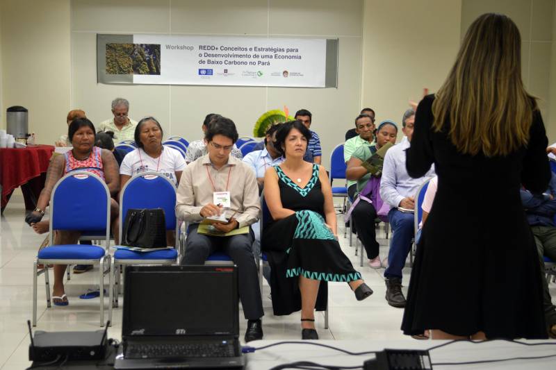 Representantes de etnias indígenas e de comunidades remanescentes de quilombos, junto com técnicos da Secretaria de Estado de Meio Ambiente e Sustentabilidade (Semas), discutiram nesta quarta-feira (14) conceito e estratégias para o desenvolvimento de uma economia de baixo carbono no Pará, no segundo dia do Workshop REDD+.
FOTO: ASCOM SEMAS
DATA: 14.11.2018
BELÉM - PARÁ <div class='credito_fotos'>Foto: ASCOM SEMAS | <a href='/midias/2018/originais/0b52e553-68a1-43a5-8152-e3f7db1d1a5e.jpg' download><i class='fa-solid fa-download'></i> Download</a></div>