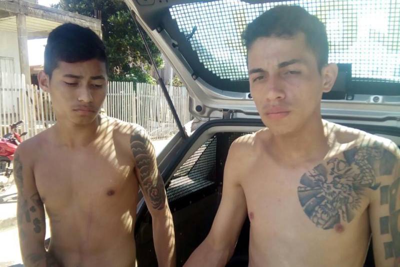 A polícia do Pará já prendeu e autuou em flagrante nesta terça-feira (3) dois acusados de envolvimento no assassinato do lutador de MMA (Artes Marciais Mistas) Adriano Sylberth Santa Pereira, o Adriano Mamute. Erick de Souza Silva, 22 anos (e), e Gabriel da Silva e Silva, 21 (d), foram presos por policiais militares e apresentados na Delegacia de Homicídio do Distrito de Icoaraci, em Belém, na tarde de hoje.
FOTO: ASCOM POLÍCIA CIVIL
DATA: 03.04.2018
BELÉM - PARÁ <div class='credito_fotos'>Foto: Ascom Polícia Civil | <a href='/midias/2018/originais/304fee83-0169-4e06-9e13-2e32da2cd7ee.jpg' download><i class='fa-solid fa-download'></i> Download</a></div>