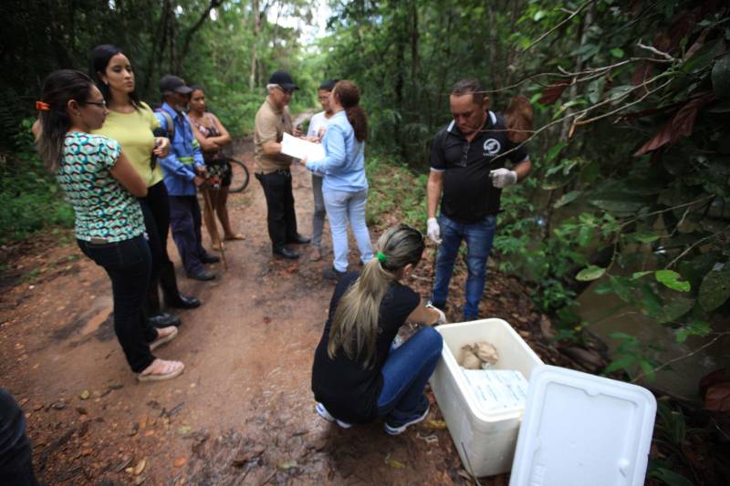 As ações do governo do Estado são imediatas no município de Barcarena, mais especificamente nas comunidades Bom Futuro e Vila Nova, localizadas na área das bacias de rejeitos da Hydro. A primeira medida é a coleta da água dos poços artesianos, para verificar se está própria para o consumo humano. Nesta sexta-feira (23), técnicos do Laboratório Central do Estado (Lacen) começaram o trabalho, que faz parte do conjunto de ações do grupo de trabalho montado pelo governo depois que o Instituto Evandro Chagas confirmou a contaminação da área.
FOTO: MÁCIO FERREIRA / AG. PARÁ
DATA: 23.02.2018
BARCARENA - PARÁ <div class='credito_fotos'>Foto: MÁCIO FERREIRA/ AG. PARÁ | <a href='/midias/2018/originais/4c7f5f38-4f01-40d5-a564-d532b149e28c.jpg' download><i class='fa-solid fa-download'></i> Download</a></div>