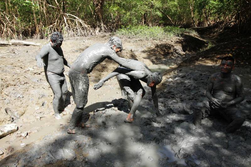 Em Curuçá, no nordeste do Estado, é do mangue que sai o caranguejo, sustento de muitas famílias, e a lama (Tijuco), matéria-prima da fantasia usada pelos brincantes do tradicional bloco carnavalesco "Pretinhos do Mangue". Neste domingo (11), segundo a organização do evento, mais de 17 mil pessoas entre brincantes e espectadores acompanharam o cortejo que teve início no Porto dos Pretinhos e seguiu pelas principais ruas do município até a praça da folia, na orla. O bloco nasceu no ano de 1989 a partir da frustração de dois amigos que foram ao mangue atrás de alimento, mas não conseguiram nenhum caranguejo. Então decidiram passar lama pelo corpo e saíram pela cidade em forma de protesto. "O mangue oferece o nosso caranguejo, mexilhão e camarão. É daqui que as famílias tiram seu sustento. Nossa intenção é aproveitar esse momento de alegria e passar essa mensagem de preservação", afirmou Edmilson Campos, mais conhecido como "Cafá", que está à frente do bloco há 18 anos.
FOTO: CRISTINO MARTIS / AG PARÁ
12.02.2018
CURUÇÁ - PARÁ <div class='credito_fotos'>Foto: Cristino Martins/Ag. Pará | <a href='/midias/2018/originais/824d0330-6a5c-429e-8339-72abea22668a.jpg' download><i class='fa-solid fa-download'></i> Download</a></div>