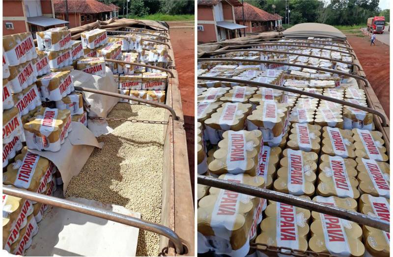 Mais de quatorze mil latas de cerveja (foto) foram apreendidas no município de Novo Progresso, sudoeste paraense, na quarta-feira (21), durante operação da Secretaria de Estado da Fazenda (Sefa). A carga foi encontrada em um caminhão que saiu de Guarantã do Norte, no estado de Mato Grosso, com destino ao município de Santarém. A equipe de fiscalização confirmou que os 1.200 pacotes de cerveja em lata de 269 ml viajavam escondidos no meio de cargas de grãos de soja e sem a emissão de nota fiscal. A fiscalização da Sefa, de Serra do Cachimbo, localizada na BR 163, lavrou o Termo de Apreensão e Depósito no valor de R$21.104,23, referentes ao imposto estadual mais multa. O responsável pela carga efetuou o pagamento imediato e a carga foi liberada. O valor da mercadoria é de R$29.520,000.
FOTO: ASCOM / SEFA
DATA: 23.03.2018
NOVO PROGRESSO - PARÁ <div class='credito_fotos'>Foto: Ascom Sefa | <a href='/midias/2018/originais/8dfb6e97-3862-4510-b4e1-1154913ec805.jpg' download><i class='fa-solid fa-download'></i> Download</a></div>