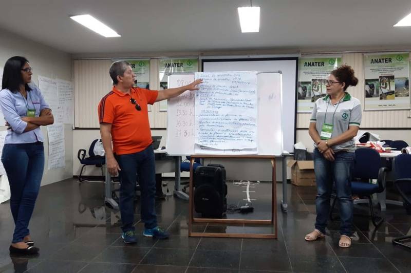 Servidores da Empresa de Assistência Técnica e Extensão Rural (Emater-PA) foram capacitados no curso de Metodologias Participativas de Assistência Técnica e Extensão Rural (Ater). Quarenta técnicos extensionistas das regionais de Santarém, Médio Amazonas, Altamira e Tapajós, que englobam 28 municípios, participaram de segunda-feira (26) até esta sexta-feira (30) do curso, voltado a pessoas e suas relações sociais, considerando e valorizando seus saberes, crenças e costumes.

FOTO: ASCOM EMATER
DATA: 30.11.2018
SANTARÉM - PARÁ <div class='credito_fotos'>Foto: ASCOM EMATER   |   <a href='/midias/2018/originais/94cf321c-dece-472d-9a2c-96d407d43a02.jpg' download><i class='fa-solid fa-download'></i> Download</a></div>