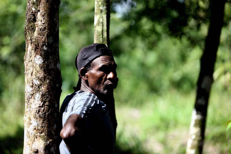 “Ter a posse da terra é a certeza de que nunca iremos perder o nosso direito, que nossos filhos e nossos netos poderão dar continuidade a nossa história em segurança. Foram anos de luta até chegar esse dia, agraciados com a assinatura do nosso título de terra. Só temos a agradecer a todos que fizeram parte disso e a cada um que lutou junto para que hoje isso se tornasse realidade”. A fala emocionada foi de seu Mário Araújo Silva, presidente da Associação Remanescente de Quilombo Espírito Santo, localizada no município do Acará, no nordeste do Estado. Ele assinou, neste sábado (24), junto com o governador Simão Jatene, o título que dá a posse da terra a comunidade. A fala do presidente traduz o sentimento das dezenas de famílias que moram no local, que agora tem a posse legítima do local onde seus antepassados viveram. “Sou filho de mãe negra. Nasci aqui como minha vó, bisavó, que fazem parte da história dessa comunidade que já existe a mais de 300 anos.
FOTO: SIDNEY OLIVEIRA / AG. PARÁ
DATA: 24.03.2018
ACARÁ - PARÁ <div class='credito_fotos'>Foto: Sidney Oliveira/Ag. Pará | <a href='/midias/2018/originais/effd45f2-b630-4325-9379-39d60e0d0f84.jpg' download><i class='fa-solid fa-download'></i> Download</a></div>