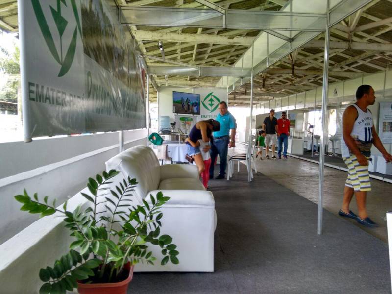 A Empresa de Assistência Técnica e Extensão Rural do Pará (Emater) mostra até este domingo (22) uma variedade de serviços na Feira de Negócios Agropecuários de Belém (Fenabel). A mostra inclui oficinas do projeto “Frutificando saberes e sabores no campo”, exposição de impressos, exibição de vídeos, horta em pequenos espaços, informações técnicas sobre Cadastro Ambiental Rural (CAR) e outras abordagens. A participação da Emater incluiu ainda mobilização de técnicos e agricultores da área de abrangência de seis regionais administrativas. A equipe de apoio é coordenada pelo técnico Raimundo Ribeiro, chefe do Núcleo de Metodologia de Comunicação (NMC), representante da empresa no evento.
FOTO: ASCOM / EMATER
DATA: 21.04.2018
BELÉM - PARÁ <div class='credito_fotos'>Foto: ASCOM EMATER | <a href='/midias/2018/originais/f0bdff2a-b6af-4e4e-b783-afde897a40c0.jpg' download><i class='fa-solid fa-download'></i> Download</a></div>