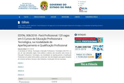 notícia: Pará Profissional abre inscrições para 120 vagas em cursos de qualificação