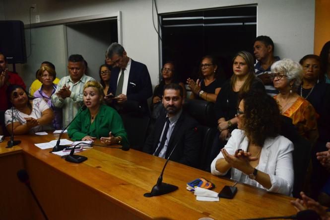 Mais de 150 líderes comunitários e representantes dos Conselhos Comunitários de Segurança Pública (Conseg’s) de Belém, Região Metropolitana e interior do Estado participaram, na tarde desta terça-feira (8), do “I Encontro Comunitário de Segurança 2019”, realizado pela Secretaria de Estado de Segurança Pública e Defesa Social (Segup), por meio da Diretoria de Prevenção Social da Violência e Criminalidade (Diprev). O evento teve como objetivo discutir e avaliar os trabalhos que já vêm sendo feitos pela Secretaria, bem como as novas medidas a serem adotadas, além de abrir o diálogo entre os novos gestores e a comunidade.

FOTO: ELIELSON MODESTO / ASCOM SEGUP
DATA: 09.01.2019
BELÉM - PARÁ <div class='credito_fotos'>Foto: Elielson Modesto / Ascom Segup   |   <a href='/midias/2019/originais/343f5e24-3699-4deb-8437-3c5940758394.jpg' download><i class='fa-solid fa-download'></i> Download</a></div>