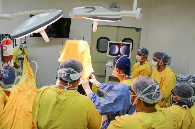 Referência no diagnóstico e tratamento especializado do câncer em crianças e adolescentes, o Hospital Oncológico Infantil Octávio Lobo, em Belém, comemora o resultado positivo de uma cirurgia realizada pela primeira vez na região Norte, para o tratamento de tumores ósseos. Conhecida como Frozen Bone, a técnica é uma alternativa para alguns tipos de tumor ósseo, após a quimioterapia.

FOTO: DIVULGAÇÃO
DATA: 17.04.2019
BELÉM - PARÁ <div class='credito_fotos'>Foto: Divulgação   |   <a href='/midias/2019/originais/3da7a242-ea07-4b15-9686-fa1a4ff7fece.jpg' download><i class='fa-solid fa-download'></i> Download</a></div>