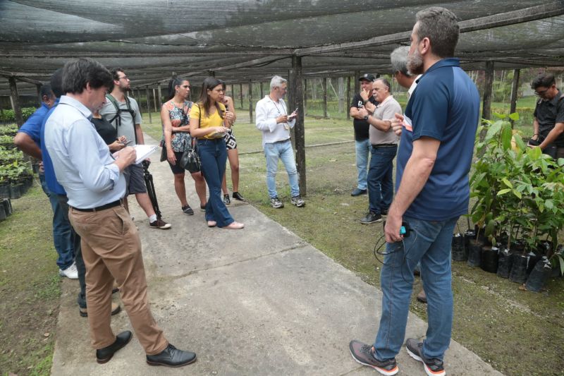 Hoje (21) o grupo de Jornalistas foi conhecer as atividades da Comissão Executiva do Plano da Lavoura Cacaueira
(Ceplac), que é uma das responsáveis pelo desenvolvimento tecnológico e científico da cacauicultura no Pará. Durante a visita, o chefe de pesquisa e extensão do Pará e Amapá da Ceplac, Fernando Mendes, repassou dados da produção estadual. <div class='credito_fotos'>Foto: Alex Ribeiro / Ag. Pará   |   <a href='/midias/2019/originais/5477_20190921094356_img_4921.jpg' download><i class='fa-solid fa-download'></i> Download</a></div>