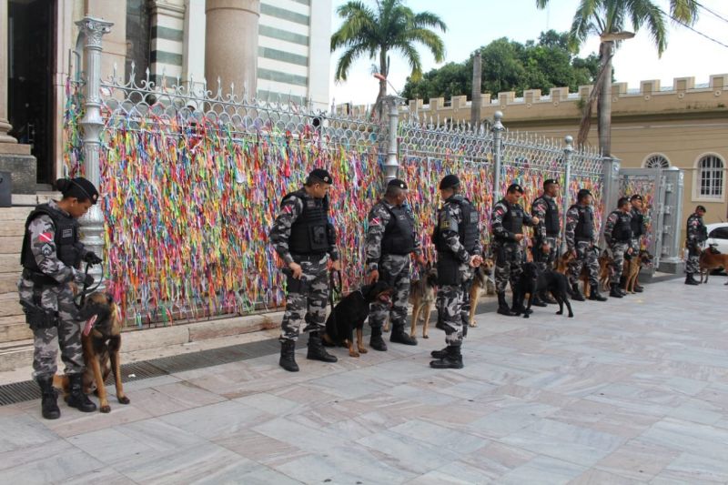 A Polícia Militar lançou, na tarde desta segunda-feira (18), a "Operação K-9", que será desenvolvida nos bairros centrais de Belém, no período de 18 a 30 de novembro. A ação visa promover policiamento preventivo e repressivo, com apoio de cães farejadores em áreas de grande fluxo de pessoas e veículos. O lançamento da operação ocorreu às 16 h, na Praça Santuário, em frente à Basílica de Nazaré, centro da capital paraense. <div class='credito_fotos'>Foto: Ascom PMPA   |   <a href='/midias/2019/originais/5677_1fac6b16-5284-114b-7e1b-df030ec5ee5b.jpg' download><i class='fa-solid fa-download'></i> Download</a></div>
