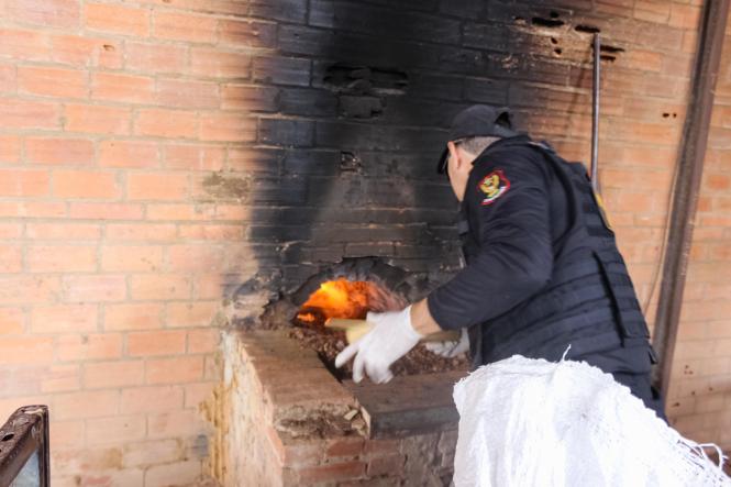 A Polícia Civil do Pará incinerou, na manhã desta segunda-feira (11), cerca de uma tonelada de drogas, dentre elas maconha, cocaína e derivados. A incineração foi realizada em uma indústria de cerâmica, localizada em Marituba, região metropolitana de Belém, após autorização judicial. Segundo o delegado Augusto Potiguar, diretor da Divisão Estadual de Narcóticos (Danarc), a maior parte das drogas foi apreendida no início deste ano e outra parte no primeiro semestre do ano passado, como resultado de operações policiais de combate ao tráfico de drogas. A incineração contou com as presenças de representantes do Ministério Público do Estado e Vigilância Sanitária.

FOTO: ASCOM / POLÍCIA CIVIL
DATA: 11.03.2019
BELÉM - PA <div class='credito_fotos'>Foto: Ascom / Polícia Civil   |   <a href='/midias/2019/originais/608c5b5e-f9d4-4c32-baaf-e2f9ab64e7f4.jpg' download><i class='fa-solid fa-download'></i> Download</a></div>
