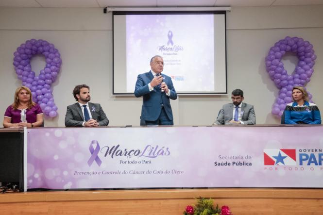 Gestões dos 144 municípios paraenses já estão convocadas a mobilizar mulheres adultas para a adesão ao exame preventivo a fim de detectar, o quanto antes, lesões que podem se transformar num câncer de colo de útero. Essa orientação é o mote da campanha “Março Lilás por todo o Pará”, que a Secretaria de Estado de Saúde Pública (Sespa) acaba de lançar a fim de combater a principal causa de morte por câncer de mulheres no Pará e como parte da programação do governo do Estado, em alusão ao mês da mulher.

FOTO: RICARDO AMANJÁS / AGÊNCIA PARÁ
DATA: 12.03.2019
BELÉM - PA <div class='credito_fotos'>Foto: Ricardo Amanajás / Ag. Pará   |   <a href='/midias/2019/originais/82a63ad6-ccf5-423c-b6ea-a2a67acee204.jpg' download><i class='fa-solid fa-download'></i> Download</a></div>