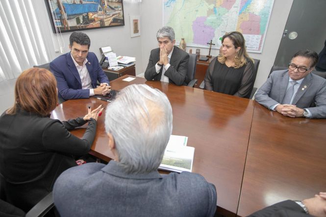 Na manhã desta quinta-feira (25), no Palácio do Governo, em Belém, o governador Helder Barbalho se reuniu com a presidente do Instituto Dialog, Liane Freire, o diretor presidente da Biotec Amazônia, José Seixas Lourenço, e com titulares e representantes das secretarias estaduais de Educação (Seduc), de Desenvolvimento (Sedeme), de Ciência e Tecnologia (Sectet) e do Banco do Estado do Pará (Banpará), quando tratou de investimentos em novas economias e o interesse em projetos que beneficiem o Pará, e a Amazônia de modo geral, a partir de duas diretrizes: “bioeconomio”, a economia da floresta, e infraestruturas sustentáveis.

FOTO: MARCO SANTOS / AGÊNCIA PARÁ
DATA: 25.04.2019
BELÉM - PARÁ <div class='credito_fotos'>Foto: Marco Santos / Ag. Pará   |   <a href='/midias/2019/originais/909968e1-135e-486f-896b-bee30483a42c.jpg' download><i class='fa-solid fa-download'></i> Download</a></div>