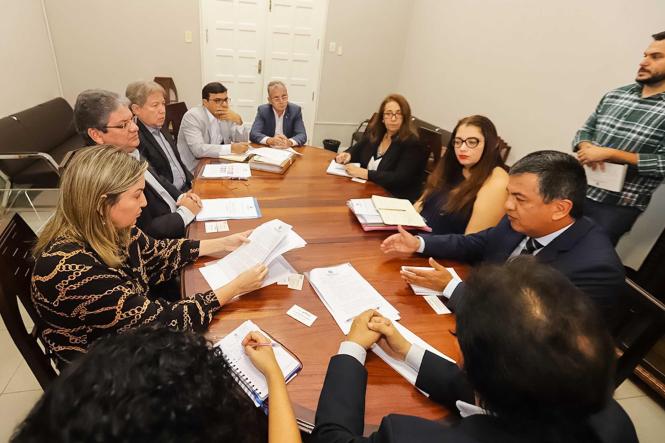 A implantação do consórcio entre os gestores dos estados que compõe a Amazônia Legal e a importância do meio ambiente para economia e sociedade foram alguns dos principais assuntos tratados durante a reunião ordinária de organização do Fórum de Governadores da Amazônia legal. O encontro foi realizado hoje (01), no Palácio dos Despachos, em Belém e contou com a participação de representantes do Estado do Pará, como Mauro O'de Almeida - titular da Secretaria estadual de Meio Ambiente e Sustentabilidade (Semas), Iran lima – secretário de Desenvolvimento Econômico, Mineração e Energia (Sedeme), Hana Ghassan- secretaria de Estado de Planejamento, além de representante do governo do Amapá e da Força Tarefa de Governadores para o Clima e Floresta (GCF)

FOTO: MARCO SANTOS / AGÊNCIA PARÁ
DATA: 01.03.2019
BELÉM - PA <div class='credito_fotos'>Foto: Marco Santos / Ag. Pará   |   <a href='/midias/2019/originais/a77b49f9-c8f7-4094-8145-7cbd26e3cc1d.jpg' download><i class='fa-solid fa-download'></i> Download</a></div>