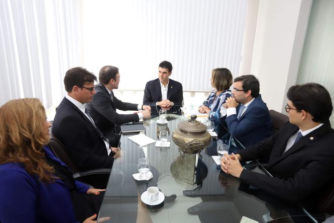 Pela primeira vez, três procuradores paraenses vão assumir cargos simultâneos nas diretorias da Associação Nacional do Ministério Público de Contas (Ampcon) e do Conselho Nacional de Procuradores-Gerais de Contas (CNPGC). Para a posse, marcada para ocorrer no dia 19 deste mês, em Brasília, os procuradores de Contas do Pará, Stephenson Victer, Deíla Maia e Silaine Vendramin, convidaram pessoalmente o governador Helder Barbalho na tarde desta quinta-feira (14), no Palácio do Governo.

FOTO: MARCO SANTOS / AGÊNCIA PARÁ
DATA: 14.03.2019
BELÉM - PA <div class='credito_fotos'>Foto: Marco Santos / Ag. Pará   |   <a href='/midias/2019/originais/bd22ae9b-ab34-442a-85be-441842f8ddb4.jpg' download><i class='fa-solid fa-download'></i> Download</a></div>