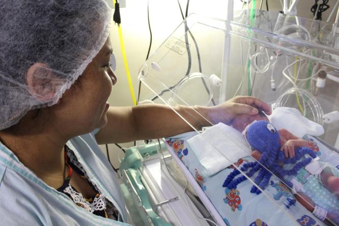 Bonecos de crochê em formato de polvo tem ajudado na recuperação de bebês prematuros internados na Unidade de Cuidados Intensivos (UCI) do Hospital Materno-Infantil de Barcarena Dra. Anna Turan (HMIB). Os bichinhos, que são confeccionados pelas mães que acompanham seus bebês internados ou por voluntários do Projeto Octos, são utilizados nos bercários e tem promovido acolhimento, aconchego, proteção e carinho aos bebês, se tornando objeto essencial durante o tratamento.

FOTO: ASCOM / HMIB
DATA: 11.03.2019
BARCARENA - PARÁ <div class='credito_fotos'>Foto: Nenhum   |   <a href='/midias/2019/originais/d31a9e80-4b73-4295-92e7-78743c7c7ddf.jpg' download><i class='fa-solid fa-download'></i> Download</a></div>