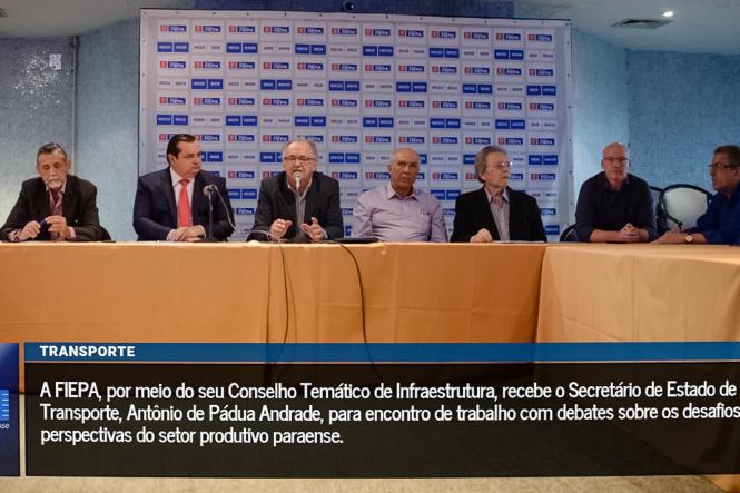 O secretário de Transportes do Estado, Pádua Andrade, esteve reunido nesta terça-feira, 12, com representantes do setor produtivo paraense na sede da Federação das Indústrias do Estado do Pará (Fiepa). O encontro, que reuniu empresários de vários segmentos da indústria, teve a frente o vice-presidente da Fiepa, José Maria Mendonça. Também estiveram presentes, Lutfala Bitar, presidente da Companhia de Desenvolvimento Econômico (Codec), Eduardo Ribeiro, coordenador do Núcleo de Gerenciamento do Transporte Metropolitano (NGTM), João Bosco Lobo, secretário-adjunto da Setran, empresários de vários segmentos dos distritos industriais de Icoaraci, Ananindeua, Marabá e Barcarena, representantes da Universidade Federal do Pará (UFPA) e da Superintendência do Desenvolvimento da Amazônia (Sudam), entre outros.  

FOTO: DIVULGAÇÃO
DATA: 12.03.2019
BELÉM - PA <div class='credito_fotos'>Foto: Divulgação   |   <a href='/midias/2019/originais/d5b13331-70ea-42ce-9302-833036224422.jpg' download><i class='fa-solid fa-download'></i> Download</a></div>