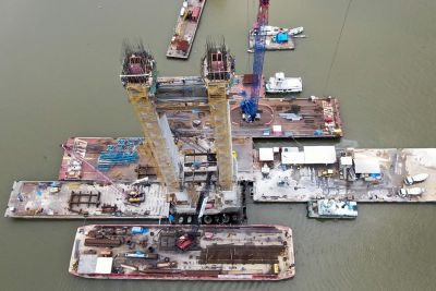 notícia: Obra da ponte Rio Moju chega à fase final com chegada da pista