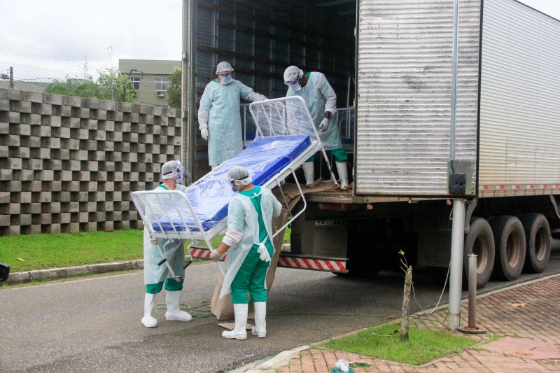 40 novas camas, próprias para utilização em Unidade de Tratamento Intensivo (UTI), foram entregues hoje no Hospital de Campanha de Belém.  <div class='credito_fotos'>Foto: Marcelo Seabra / Ag. Pará   |   <a href='/midias/2020/originais/6281_8f5efa9e-22b5-f033-5c13-701753a357a7.jpg' download><i class='fa-solid fa-download'></i> Download</a></div>