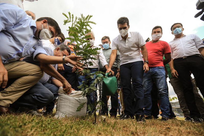 A primeira fase da intervenção paisagística no Parque Urbano Belém Porto Futuro foi iniciada neste sábado (22) com o plantio simbólico de 22 árvores. O ato teve a presença do governador Helder Barbalho; da secretária de Estado de Cultura, Ursula Vidal, e de representantes de entidades empresariais paraenses que contribuem com a arborização do espaço, aberto ao público <div class='credito_fotos'>Foto: Jader Paes / Agência Pará | <a href='/midias/2020/originais/6743_090f0f33-3e7a-694f-7e1a-755c140f8088.jpg' download><i class='fa-solid fa-download'></i> Download</a></div>