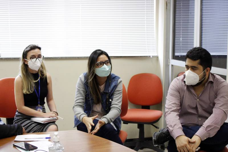 Delma Braga, representante do Nucleo de Aritucação da Cidadania, Amanda Engelke, coordenadora da Rede Local de Marituba e Raimundo Santos Junior, secretário adjunto da Seac