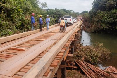 notícia: Setran finaliza obra em pontes da vicinal Mariquita, em Tomé-Açu 