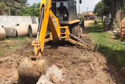 notícia: Sedop concluirá em fevereiro ampliação do sistema de drenagem no bairro Santa Rosa
