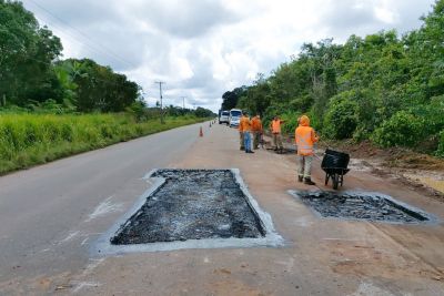 notícia: Setran executa obras nas Rodovias PA-481 e  PA-483