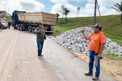notícia: Setran inicia trabalhos de recomposição da cabeceira da ponte Acará-Miri