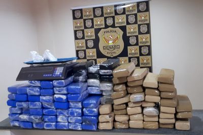 notícia: PC apreende 94 tabletes de maconha e prende dois homens em Castanhal e Benevides