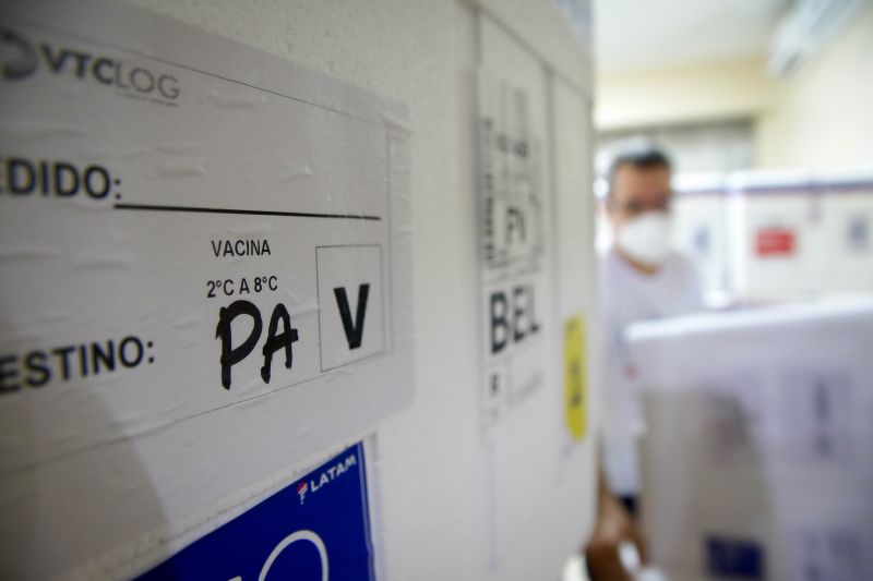 Vacinas para combater o Covid19 chegam a Belém para serem distribuídas pelos quatro cantos do Estado. <div class='credito_fotos'>Foto: Pedro Guerreiro / Ag. Pará   |   <a href='/midias/2021/originais/7202_cd88c911-6ab4-377e-f44c-c7cfcde49831.jpg' download><i class='fa-solid fa-download'></i> Download</a></div>