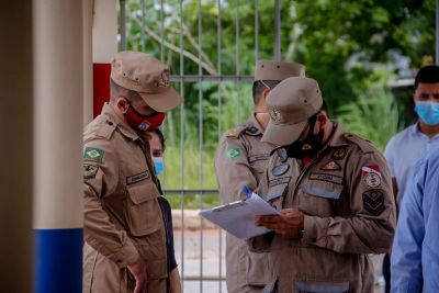 notícia: Corpo de Bombeiros realiza última vistoria técnica no Hospital de Campanha de Santarém