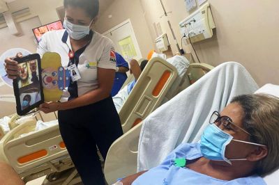 notícia: Palhaçoterapia virtual é o novo sucesso entre pacientes do Hospital Galileu