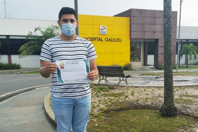 notícia: Após retomada dos atendimentos Covid-19, jovem é o primeiro recuperado no Hospital Galileu