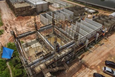 notícia: Estação de Tratamento de Esgoto do Una já tem mais da metade da obra concluída