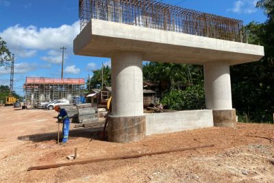 notícia: Construção da ponte sobre o Rio Meruú avança com as obras de fundação e mesoestrutura