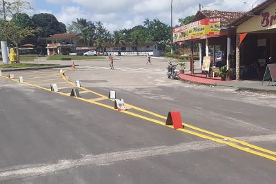 notícia: Mosqueiro e Moju ganham sinalização viária do Detran