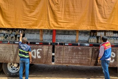 notícia: Sefa apreende carreta com 1.200 garrafas de cachaça em meio a granito