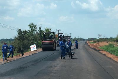notícia: Obra da PA-287 já tem 5 KMs de pavimentação concluída