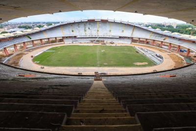 notícia: SEDOP realiza análise estrutural do Estádio Mangueirão