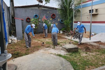 notícia: Sedap prepara novos espaços de área verde dentro das escolas atendidas pelo TerPaz
