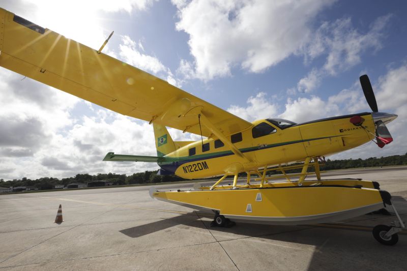 Aeronave SESPA para resgate aéreo de pacientes na região Oeste do Pará <div class='credito_fotos'>Foto: Pedro Guerreiro / Ag. Pará | <a href='/midias/2022/originais/14969_9eebbc03-5fc0-a34e-1c4b-944a0d5d7120.jpg' download><i class='fa-solid fa-download'></i> Download</a></div>