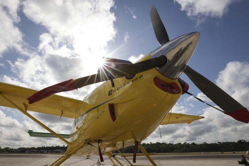 Aeronave SESPA para resgate aéreo de pacientes na região Oeste do Pará <div class='credito_fotos'>Foto: Pedro Guerreiro / Ag. Pará | <a href='/midias/2022/originais/14969_dc0fb3e0-ff1e-c694-b3fd-da76f7ed2358.jpg' download><i class='fa-solid fa-download'></i> Download</a></div>