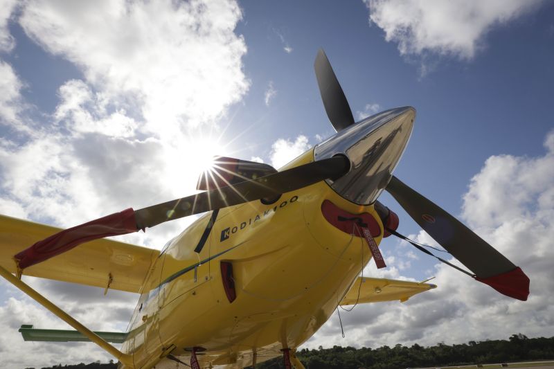 Aeronave SESPA para resgate aéreo de pacientes na região Oeste do Pará <div class='credito_fotos'>Foto: Pedro Guerreiro / Ag. Pará | <a href='/midias/2022/originais/14969_f312aa1f-6e3e-dff5-6914-1c83671cad04.jpg' download><i class='fa-solid fa-download'></i> Download</a></div>