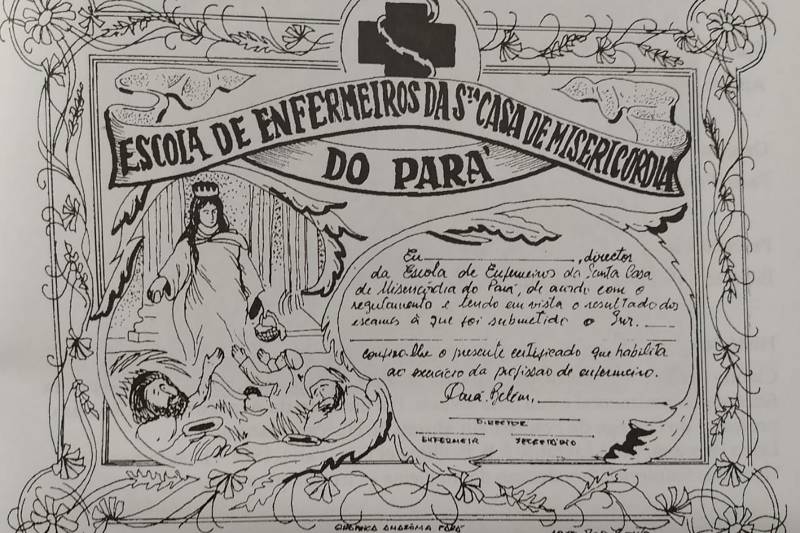 diploma do curso de enfermagem da Santa Casa que existiu nas decadas de 1930 a 1940