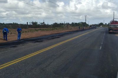notícia: Governo do Pará, por meio da Setran, prossegue com obras de reconstrução da PA-124